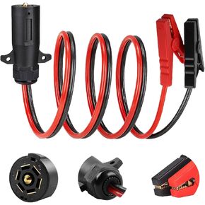 10AWG 7 طرق 7 دبوس قابس مقطورة إلى كابل مشابك التمساح، سلك مقطورة 7 دبابيس عالي التحمل مع مشابك تمساح لأسلاك مقطورة شاحنة RV، كابل معزز لبدء القفز في حالات الطوارئ (6.5FT 12V) in Kuwait