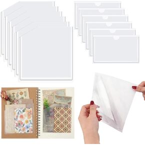 12 Pack Adhesive Pockets for Planners, Clear Corner Storage Pockets with Straight & Slanted Openings, 5.3"×3.74" & 6"×6" Peel and Stick Organizer for Stickers, Receipts,Cards,Notebooks in Kuwait