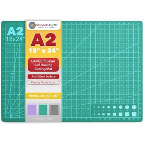 Mandala Crafts Self-Healing Cutting Mat, Green 18" x 24" – A2 Large Double-Sided 5-Ply Rotary Cutting Board for Sewing, Quilting, Fabric, Leather, Craft, and Scrapbooking in Kuwait