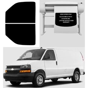 لون نافذة كربون نانو ممتاز لسيارة Chevy Express Van 1996-2025 للسائق والراكب الذي يعمل بنظام Windows مقصوص مسبقًا (20%) in Kuwait