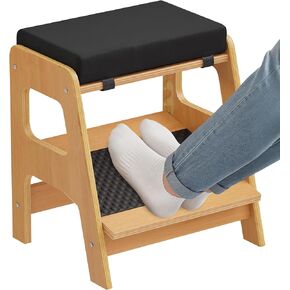Adjustable Wooden Foot Rest, Double Step Footstool with 3 Height Levels, Cushioned Top & Non-Slip Base, Ergonomic Under Desk Leg Rest for Office Home in Kuwait