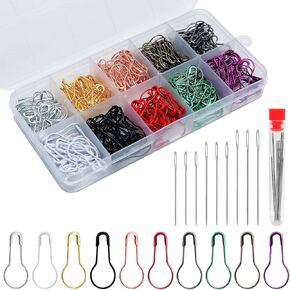 300 Pcs Crochet Markers, Calabash Pins with 18 Pcs Blunt Needles,Metal Stitch Markers for Knitting, Crocheting, Crochet Accessories and Supplies, Fabric,Clothing Tag,DIY Craft Project in Kuwait