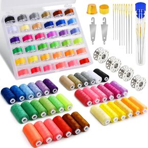BYMORE 129 Pcs Sewing Thread Kit, 36 Assorted Colors Threads with Spools, 400 Yards Prewound Bobbins Set with 48 Needles for Hand Sewing Use in Saudi Arabia