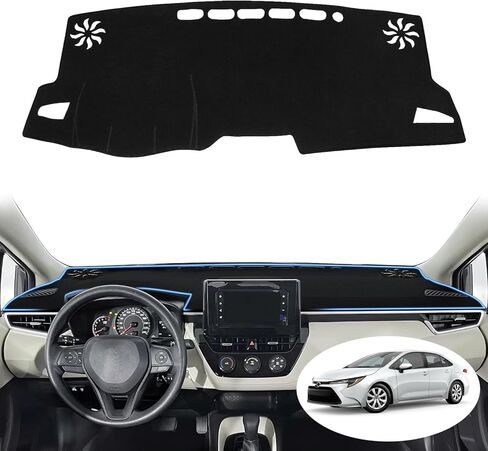 حصيرة غطاء لوحة القيادة لسيارة Toyota Corolla 2019-2024 2025 2026 Hatchback Sedan Dash غطاء الملحقات الداخلية ظلة وهج الأشعة فوق البنفسجية وسادة حماية سوداء (ليست لـ Corolla Cross) in Kuwait