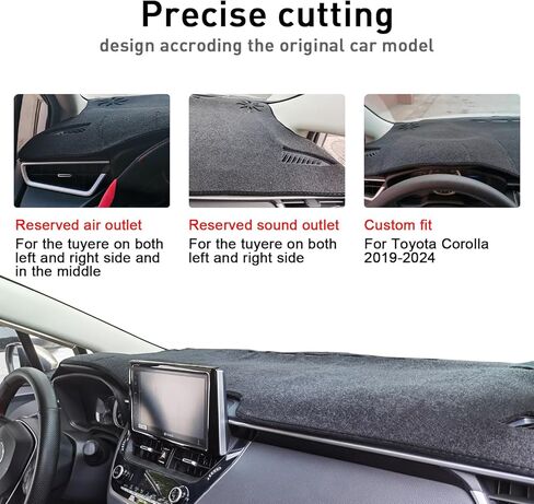 حصيرة غطاء لوحة القيادة لسيارة Toyota Corolla 2019-2024 2025 2026 Hatchback Sedan Dash غطاء الملحقات الداخلية ظلة وهج الأشعة فوق البنفسجية وسادة حماية سوداء (ليست لـ Corolla Cross) in Kuwait