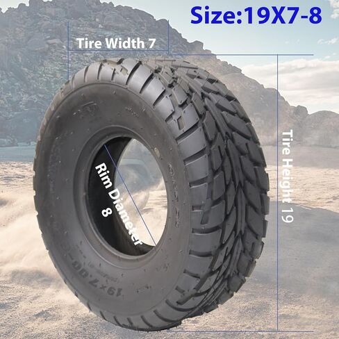 عبوتان من إطارات ATV مقاس 19x7-8، 4 إطارات PR لجميع التضاريس بدون أنابيب للطرق الوعرة، طبقة متحيزة بدون أنابيب لجميع التضاريس لاستبدال ATV UTV Trail Sand Mud باللون الأسود in Kuwait