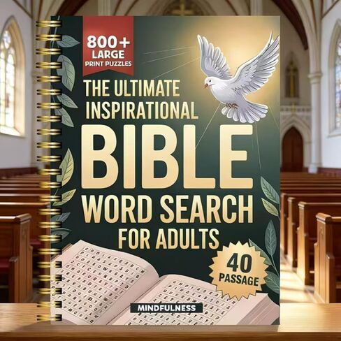 مخطط البحث عن كلمات الكتاب المقدس للبالغين - مجلة ألغاز مطبوعة كبيرة قائمة على الإيمان تحتوي على 800 كلمة ملهمة و40 آية من الكتاب المقدس، وسجل دراسة الكتاب المقدس لتحسين الذاكرة والاسترخاء والتفاني اليومي in Kuwait