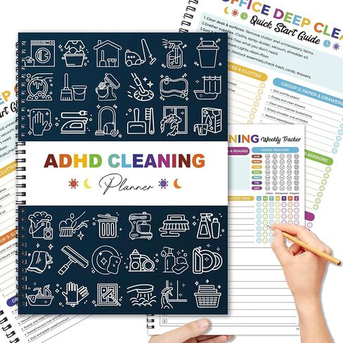مخطط تنظيف ADHD للبالغين، جدول تنظيف ADHD ومنظم قائمة مرجعية، نظام إدارة منزلي يومي أسبوعي شهري لتتبع الأعمال المنزلية وتنظيم خالي من الإجهاد in Kuwait