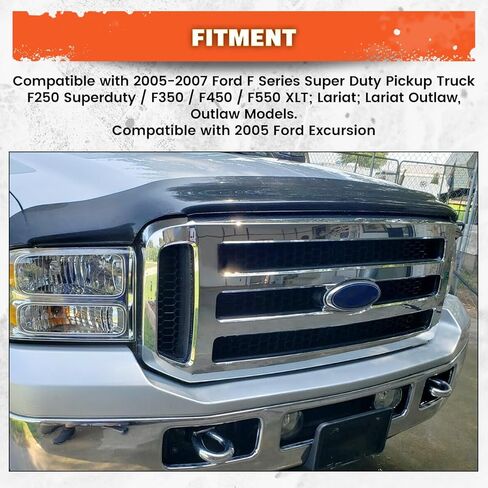 مجموعة شبكة ECOTRIC متوافقة مع 2005-2007 Ford SuperDuty F250 F350 F450 F-250 F-350 F-450 Excursion Chrome مع بديل مشط العسل الرمادي لـ FO1200456 5C3Z8200BAA (بدون شعار) in Kuwait