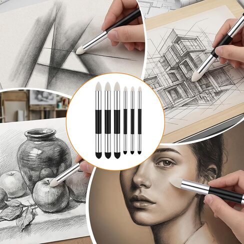 6 قطع من أدوات مزج الباستيل الزيتية من Nogeqi، أدوات مزج ناعمة للرسم، أدوات الباستيل الزيتية القابلة لإعادة الاستخدام، إسفنجة فرك قابلة للغسل للفنانين المحترفين أداة تسليط الضوء على الظل in Kuwait