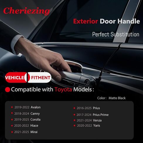 Cheriezing Exterior Door Handle Matte Black Compatible with Select Toyota Models Avalon Camry Corolla Hiace Mirai Prius Venza Yaris - Front Rear Left & Right Side Set of 4 in Kuwait