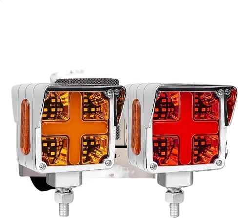 3 Inch Red/Amber Square Double Face Pedestal Stop Turn Tail Lights，Compatible With Peterbilt/for Kenworth/Freightliner Truck Waterproof(1pc Left) in Kuwait