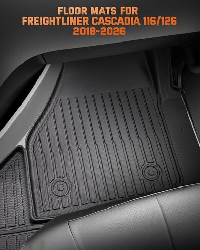 سجادات أرضية الشاحنة لـ Freightliner Cascadia: 2018-2026، بطانات شبه أرضية شديدة التحمل لجميع الأحوال الجوية من أجل Cascadia 2025 2024 2023 2022 2021 2020 2019 2018، سجادة مطاطية لملحقات السيارة للمنصة الكبيرة 3 قطع in Kuwait