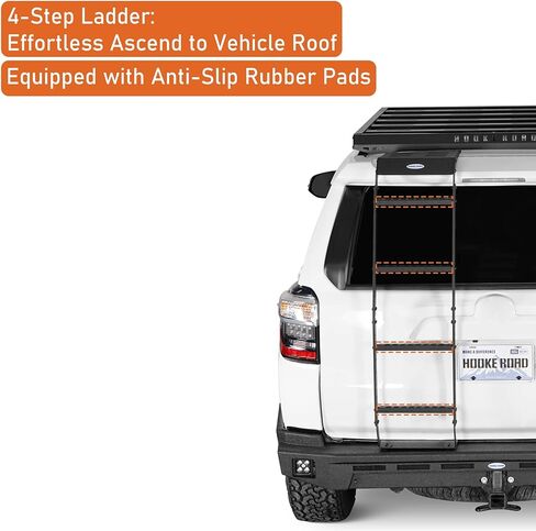 u-Box 4Runner سلم رف خلفي فتحة سلم سقف الباب الخلفي خطوة مع وسادات مطاطية مضادة للانزلاق لـ 2010-2024 Toyota 4Runner 5th Gen - 4-Step in Kuwait