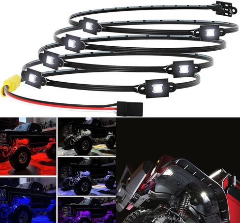 مصباح هيكل LED RC مزود بـ 8 أوضاع إضاءة مصباح روك لـ 1/10 TRX4 Sport TRX4 K10 Bronco 1979 RC جزء ترقيات السيارة الزاحفة (أسود) in Kuwait