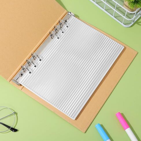 TEHAUX Clear A5 Binder Cover, Fluted Acrylic Planner Cover for 6 Ring Notebook, Transparent Ribbed Dashboard Pencil Board Insert for Journaling and Budget Binders (8.25x5.89 Inch) in Kuwait