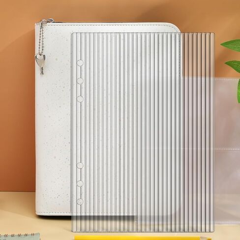 TEHAUX Clear A5 Binder Cover, Fluted Acrylic Planner Cover for 6 Ring Notebook, Transparent Ribbed Dashboard Pencil Board Insert for Journaling and Budget Binders (8.25x5.89 Inch) in Kuwait