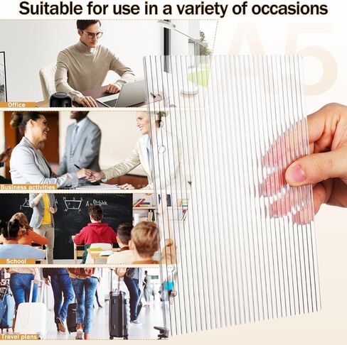 TEHAUX Clear A5 Binder Cover, Fluted Acrylic Planner Cover for 6 Ring Notebook, Transparent Ribbed Dashboard Pencil Board Insert for Journaling and Budget Binders (8.25x5.89 Inch) in Kuwait