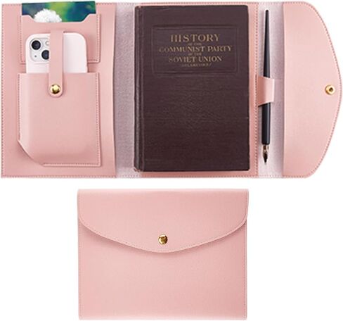 CRASPIRE A5 Leather Notebooks Cover for Pink PU Journal Planner Travelers Notebook with Card Slots Pen Holder File Folder Business Pocket Documents Portfolio Organizer Briefcase for Refillable Notepad in Kuwait