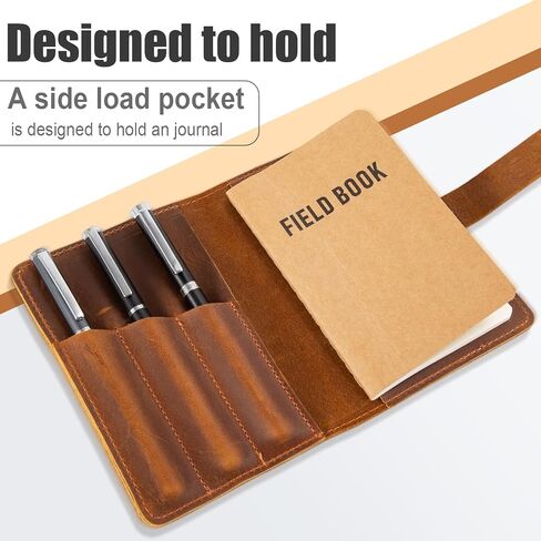 Genuine Leather Notebook Cover, Pocket Notes Covers for 3.5x5.5inch Notebooks, Multi-Pocket Wallet Organizer with Pen Loop, Fits Notebook, Travel Journal, EDC Notepad Accessories in Kuwait
