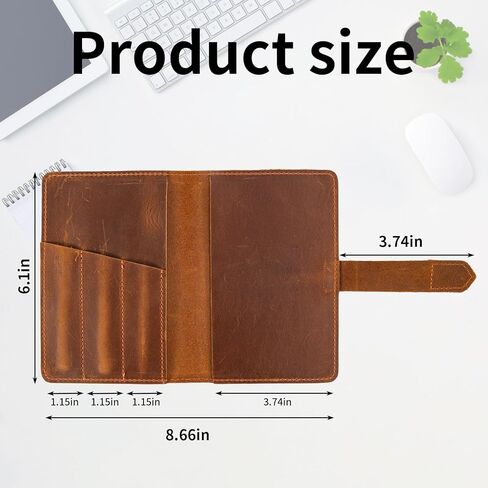 Genuine Leather Notebook Cover, Pocket Notes Covers for 3.5x5.5inch Notebooks, Multi-Pocket Wallet Organizer with Pen Loop, Fits Notebook, Travel Journal, EDC Notepad Accessories in Kuwait