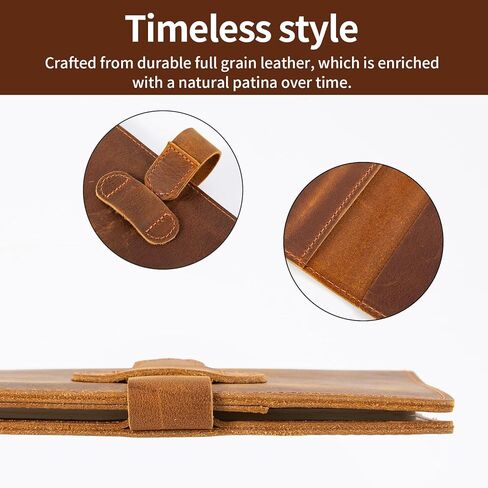 Genuine Leather Notebook Cover, Pocket Notes Covers for 3.5x5.5inch Notebooks, Multi-Pocket Wallet Organizer with Pen Loop, Fits Notebook, Travel Journal, EDC Notepad Accessories in Kuwait