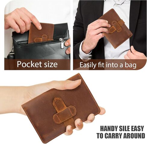Genuine Leather Notebook Cover, Pocket Notes Covers for 3.5x5.5inch Notebooks, Multi-Pocket Wallet Organizer with Pen Loop, Fits Notebook, Travel Journal, EDC Notepad Accessories in Kuwait