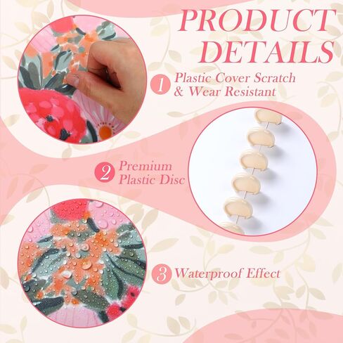 Watersay 8 Set Discbound Notebook Cover and Disc 8.9 x 11.5 Inch 11 Hole Colorful Floral Loose Leaf Planner Cover Refillable Journal Accessories for Work Students School Office Supplies in Kuwait