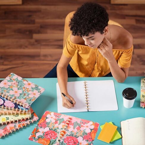 Watersay 8 Set Discbound Notebook Cover and Disc 8.9 x 11.5 Inch 11 Hole Colorful Floral Loose Leaf Planner Cover Refillable Journal Accessories for Work Students School Office Supplies in Kuwait