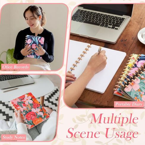 Watersay 8 Set Discbound Notebook Cover and Disc 8.9 x 11.5 Inch 11 Hole Colorful Floral Loose Leaf Planner Cover Refillable Journal Accessories for Work Students School Office Supplies in Kuwait