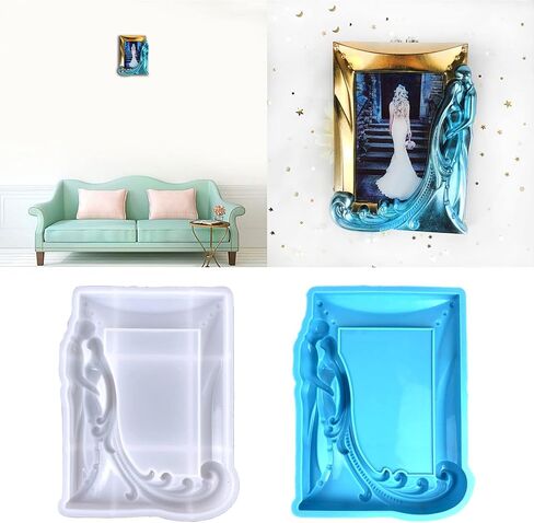 Photo Frame Silicone Mold, Rectangle Wedding Couple Pictures Frame Resin for Crystal Craft Tabletop Decors Picture Frame Resin Tabletop Ornament in Kuwait