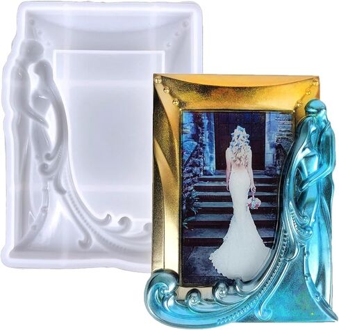 Photo Frame Silicone Mold, Rectangle Wedding Couple Pictures Frame Resin for Crystal Craft Tabletop Decors Picture Frame Resin Tabletop Ornament in Kuwait