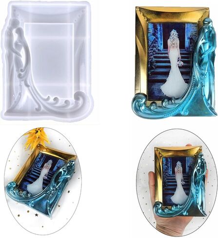 Photo Frame Silicone Mold, Rectangle Wedding Couple Pictures Frame Resin for Crystal Craft Tabletop Decors Picture Frame Resin Tabletop Ornament in Kuwait