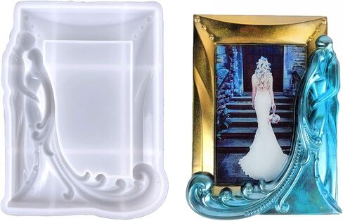 Photo Frame Silicone Mold, Rectangle Wedding Couple Pictures Frame Resin for Crystal Craft Tabletop Decors Picture Frame Resin Tabletop Ornament in Kuwait