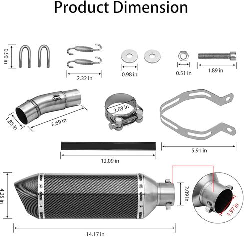 Slip on Exhaust for Kawasaki Ninja 400 Z400 2018-2023, Motorcycle Muffler with Removable Baffle, Stainless Steel/Aluminum, Easy Installation (No Welding) in Kuwait