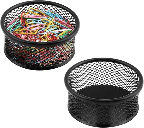 Paper Clip Holder With 50PCS Colored paper clips, 2/4PCS Stackable PaperClip Organizer for Desk,Metal Mesh PaperClip Holders with Non-Slip EVA Pad,for Office Binder Box(2pcs) in Kuwait