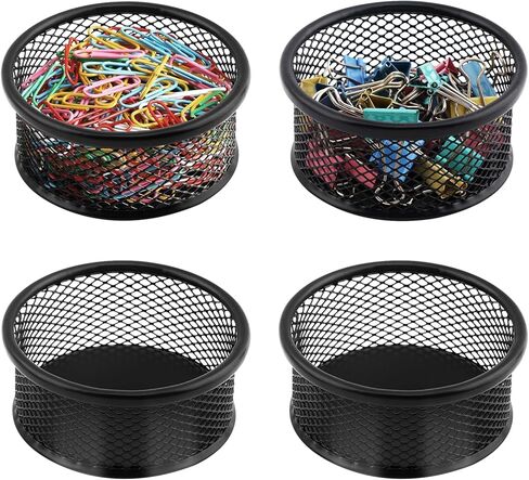 Paper Clip Holder With 50PCS Colored paper clips, 2/4PCS Stackable PaperClip Organizer for Desk,Metal Mesh PaperClip Holders with Non-Slip EVA Pad,for Office Binder Box(2pcs) in Saudi Arabia