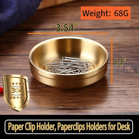 Paper Clip Holder, Paperclips Holders for Desk, Set of 2 Gold Bowl for Binder Bobby Pin Dispenser in Saudi Arabia