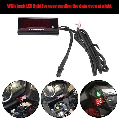 Tbest Universal Motorcycle Digital Thermometer Water Temp Temperature Gauge Meter for Racing Scooter (Red Backlight) in Kuwait