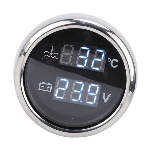 Car Water Temp Voltmeter High Precision 2 in 1 Digital Gauge for Clear Readings Camper Vessels White in Kuwait