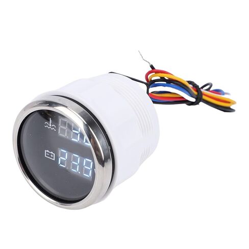 Car Water Temp Voltmeter High Precision 2 in 1 Digital Gauge for Clear Readings Camper Vessels White in Kuwait