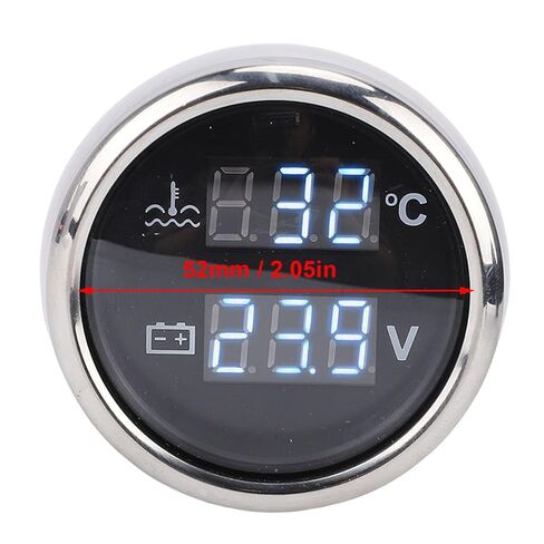 Car Water Temp Voltmeter High Precision 2 in 1 Digital Gauge for Clear Readings Camper Vessels White in Kuwait