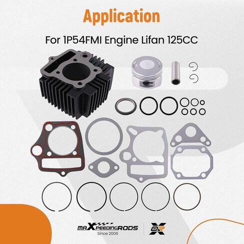 maXpeedingrods 54mm Bore Cylinder Rebuild Kit with Piston Rings Gaskets Pin for 1P54FMI Engine Zongshen 125cc with Piston Rings Gaskets Pin for Dirt Bikes Honda CRF SSR BMS ATVs Go Karts TaoTao Apollo in Kuwait