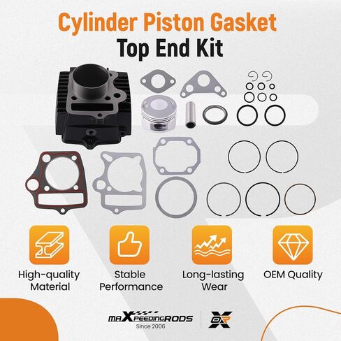 maXpeedingrods 54mm Bore Cylinder Rebuild Kit with Piston Rings Gaskets Pin for 1P54FMI Engine Zongshen 125cc with Piston Rings Gaskets Pin for Dirt Bikes Honda CRF SSR BMS ATVs Go Karts TaoTao Apollo in Kuwait