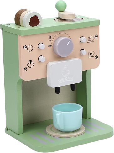 GOWENIC Wooden Coffee Maker Toy, Coffee Machine Playset, Imaginative Kitchen Girls with Accessories in Kuwait
