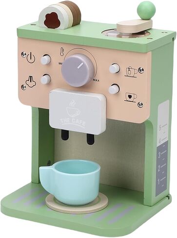 GOWENIC Wooden Coffee Maker Toy, Coffee Machine Playset, Imaginative Kitchen Girls with Accessories in Kuwait