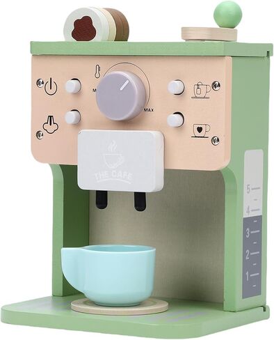 GOWENIC Wooden Coffee Maker Toy, Coffee Machine Playset, Imaginative Kitchen Girls with Accessories in Kuwait