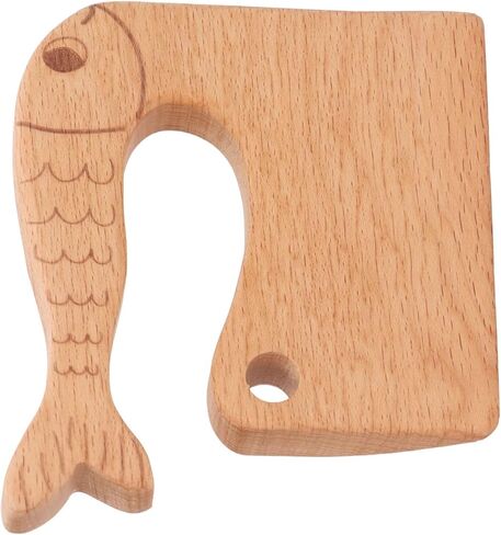 HURRISE Kids Wooden Safe Cooking Vegetable Fruit Cutter Montessori Kitchen Tool for Ages 2-8 - Safe Beech Wood Design, Ergonomic, Ideal for Fruits, Vegetables and Family Fun (Fish Pattern) in Kuwait