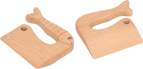 HURRISE Kids Wooden Safe Cooking Vegetable Fruit Cutter Montessori Kitchen Tool for Ages 2-8 - Safe Beech Wood Design, Ergonomic, Ideal for Fruits, Vegetables and Family Fun (Fish Pattern) in Kuwait