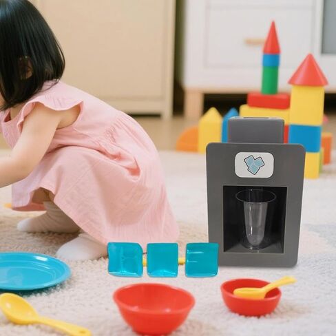 Qianly Pretend Play Ice Maker Toy with Fake Cubes Simulated Ice Dispenser Develop Motor Skill Improve Hand Eye Coordination Activity in Kuwait